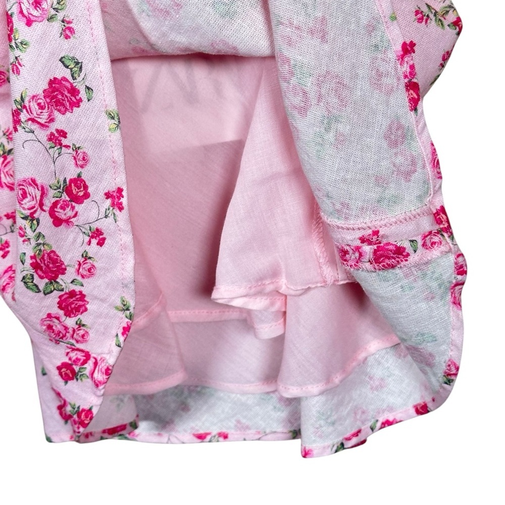 ZARA Dainty Floral Linen Fit & Flare Strappy Mini Dress - Picture 8 of 15